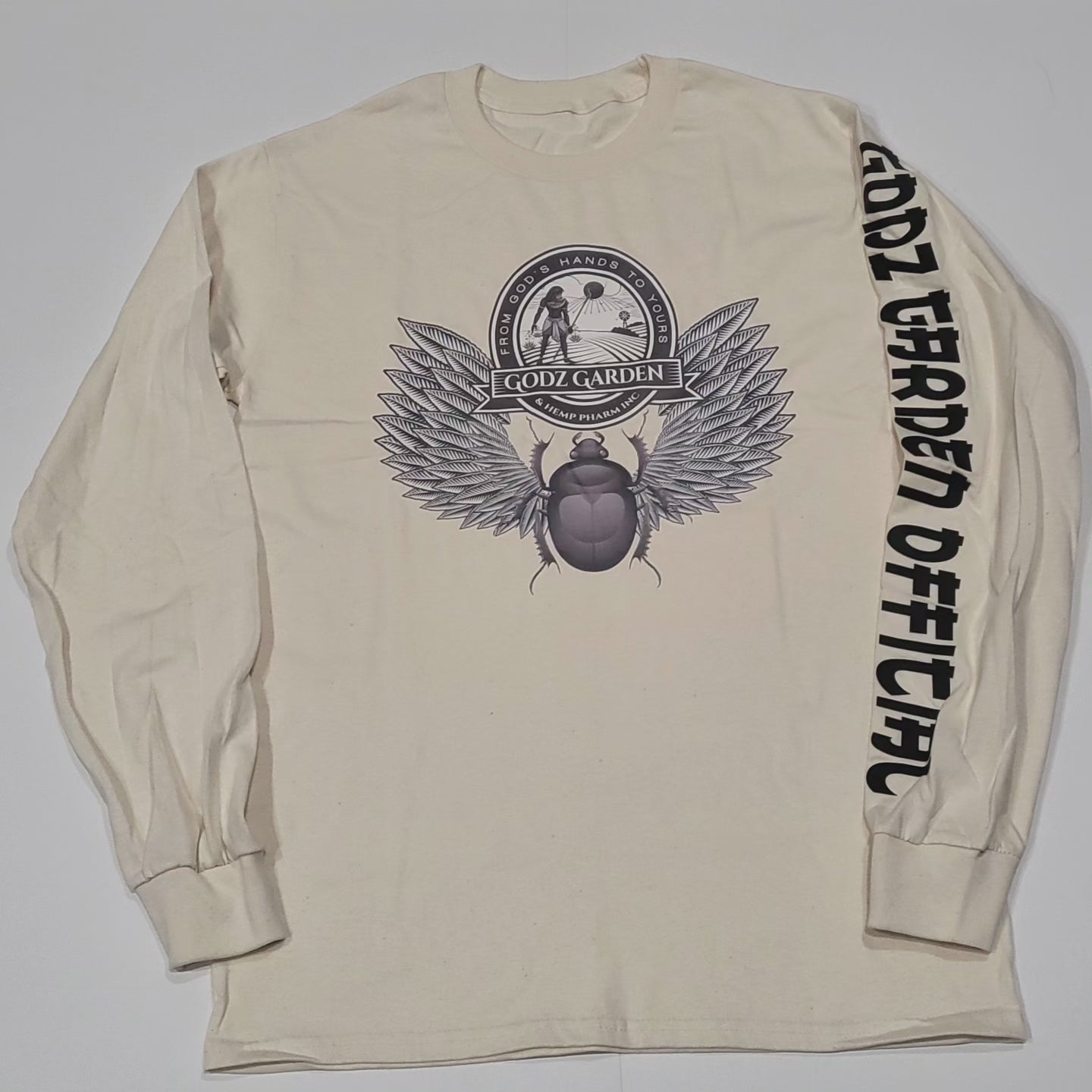 Long Sleeve Godz garden crest T-shirt with vinyl arm decals